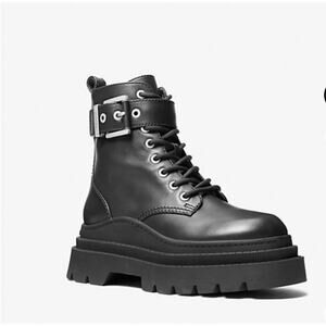 Michael Kors Colby Leather Combat Boots Black Size 7 NEW